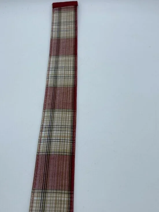 Men’s D-Ring Belt Size L Red Tan Beige Plaid Canvas 42” Casual Preppy Golf - Picture 9 of 11